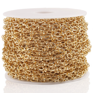 Cadena de acero inoxidable ovalada con clip en relieve, chapada en oro de 18k, para la fabricación de pulseras, accesorios de joyería H1379 - Product Image 1
