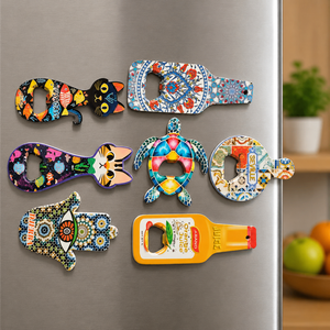 Décapsuleur personnalisable Kusadasi Séville Djerba, aimant <span class=keywords><strong>de</strong></span> réfrigérateur, cadeau souvenir pour touristes, motif chat, main <span class=keywords><strong>de</strong></span> Hamsa, Turquie, Espagne, Tunisie - Product Image 1