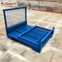 Conteneur en acier Q235 robuste, pliable, empilable, bac métallique, palette pour la logistique d'entrepôt