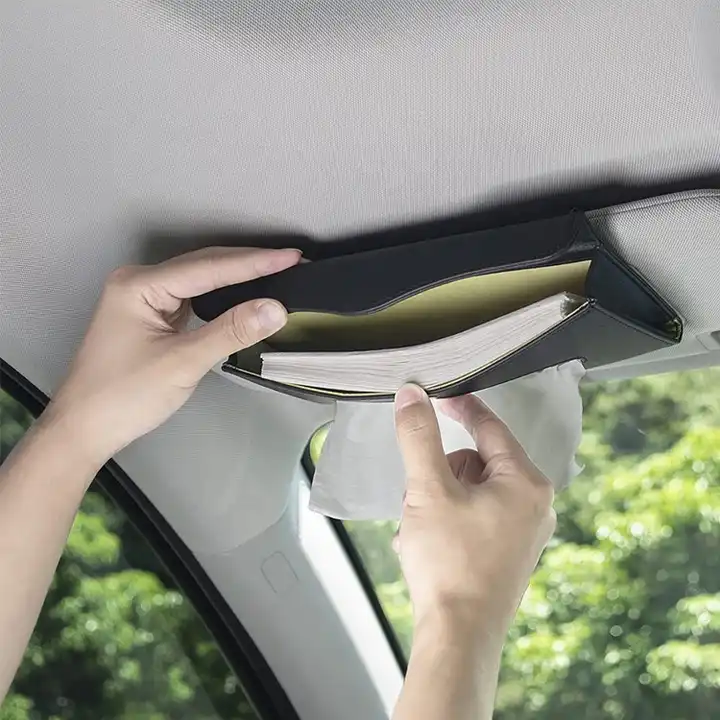 Car Tissue Box Towel Car Sun Visor PU Leather Tissue Interior Box