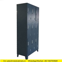Casier plat de 9 portes avec serrure à clé, vestiaire en métal à 3 niveaux, compartiment de rangement pour étudiants, armoire en acier