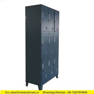 Casier plat de 9 portes avec serrure à clé, <span class=keywords><strong>vestiaire</strong></span> en métal à 3 niveaux, compartiment de rangement pour étudiants, armoire en acier - Product Image 4