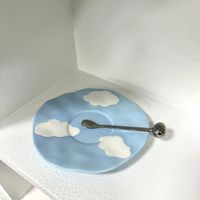 Lelyi INS lumière luxe peint à la main nuage tasse à café en céramique et soucoupe ensemble mignon rétro après-midi tasse à thé