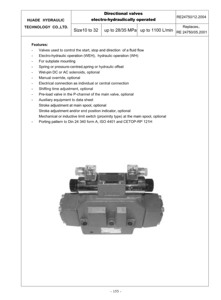Vannes électro-hydrauliques de commande directionnelle Huade 4WEH10G50B/CG24NETZ5L - Product Image 1