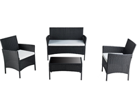 Juego de Sofá y Mesa de Centro de Mimbre de Ratán, Estilo Moderno, Portátil, Convertible, Altura Ajustable, con Cojines, Muebles para Sala de Estar