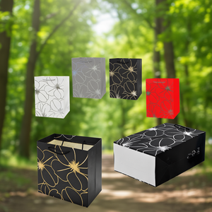 Sac cadeau chinois imprimé offset floral en feuille d'or Erpsl 27015, couleurs assorties, papier promotionnel - Product Image 1