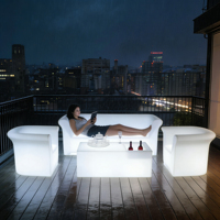 Ensemble de canapé de jardin luxueux avec table et chaises lumineuses, étanche IP65, couleur de lumière réglable