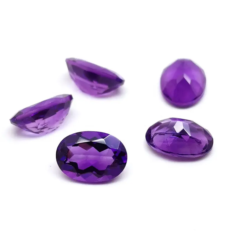 Wholesale natural amethyst stone amethyst faceted oval cut loose natural amethyst gemstone supplier manufacturer for Jewelry