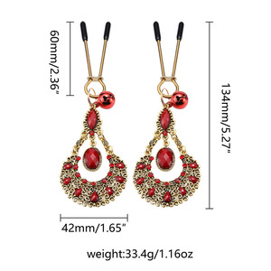 Pinces à tétons en plumes de pêcheur d'aubépine, ornements de tétons à pampilles en plumes, pinces à tétons rétro en métal, pinces à lèvres de style bohème, BDSM - Product Image 3