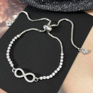 Pulsera de tenis ajustable con símbolo de infinito chapada en oro de 18k, diseño personalizado para mujer - Product Image 5