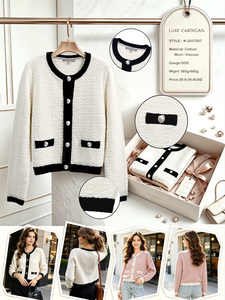 <span class=keywords><strong>Cardigan</strong></span> <span class=keywords><strong>Invernale</strong></span> da <span class=keywords><strong>Donna</strong></span> Personalizzato in Maglia Jacquard a Manica Lunga, Classico Vintage con Bottone Singolo, Logo Ricamato - Product Image 6