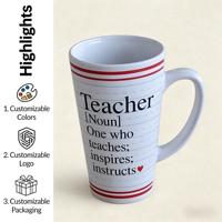 Vente flash - Tasse à café en céramique personnalisée avec impression de logo en sublimation, grande capacité réutilisable, pour un cadeau pour la fête des enseignants
