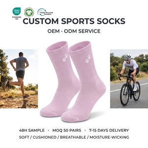 Échantillon gratuit, logo personnalisé, chaussettes de sport pour femmes à séchage rapide, chaussettes en coton peigné antibactériennes pour la course à pied, GOTS - Product Image 1