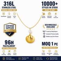 Collier pendentif coquillage en acier inoxydable plaqué or 18 carats avec perle d'eau douce unique, bijoux porte-bonheur, vente en gros, prêt à expédier