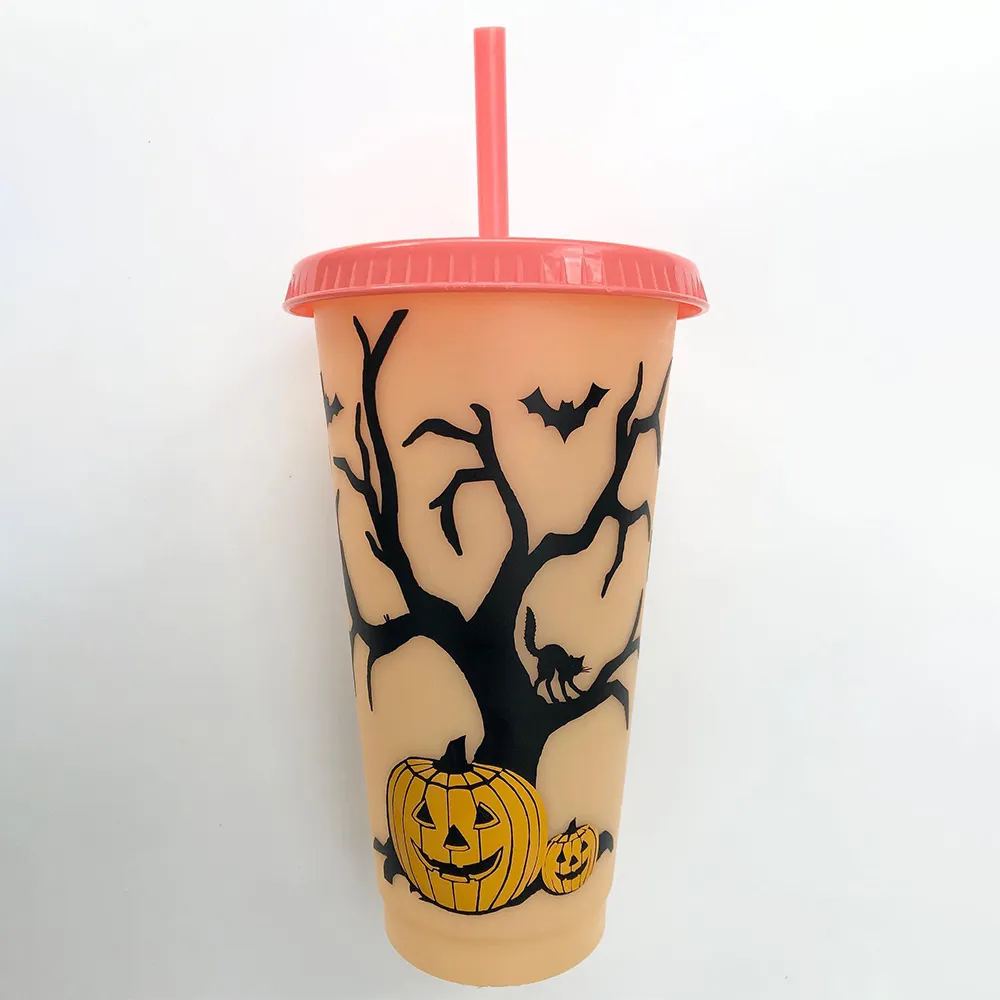 2022 Custom bpa free 24oz cold color changing glow in the dark cups mug halloween's day