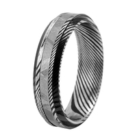 Haute qualité damas acier véritable météorite anneau ensemble à la mode hommes bijoux pour mariage et fiançailles en gros