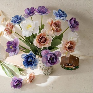Flores Artificiales de Tulipán de Tela de Seda de Nuevo Diseño, Tulipanes de Cabeza Grande, Tulipanes Blancos y Rosas para Decoración de Bodas y Hogar - Product Image 4