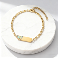 Bracelet en acier inoxydable 316L doré avec émail, motif fleur et cœur, coloré et gravable, pour enfants, vente en gros, personnalisable OEM