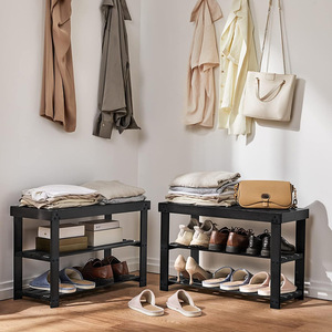 Bamboo 3 Tier Shoe Rack Bench Entryway <b>Storage</b> Shelf For Hallway Living Room <b>Bathroom</b> - Product Image 2