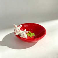 Pot de fleurs en céramique rouge, motif chariot de fraises, pour plantes succulentes, lapin de dessin animé, mini pot de fleurs pour plantes vertes, décoration de bureau à domicile, Pâques