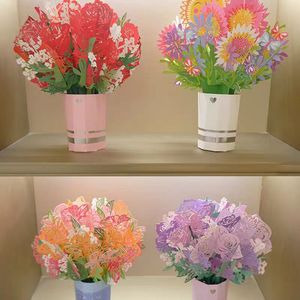 3D Pop Up Flower Bouquet Greeting Card Pink Floral Design For Valentine's Day Birthday - Product Image 2