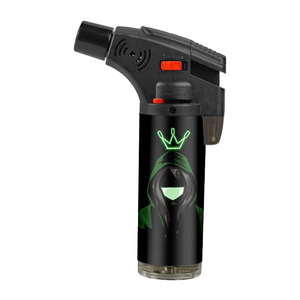 2024 logotipo personalizado barato de alta calidad recargable portátil azul llama inclinado antorcha encendedores para la venta al por mayor - Product Image 1