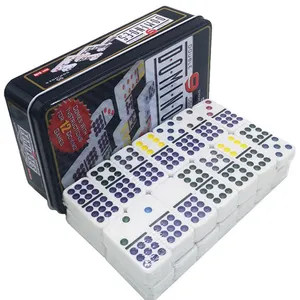 Melamina Dominos Set for Adults Dominoes Classic Board Games Double 6 9 12 Dominoes para jogos familiares com Tin Box