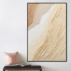 Quadro Moderno in Tela con Texture 3D Effetto Arenaria, Dipinto Astratto di Paesaggio Marino con Onde Oceaniche per Decorazione Soggiorno - Product Image 1