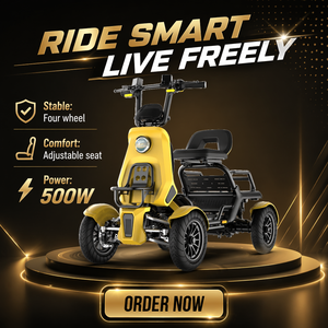 Scooter Eléctrico para Adultos de 4 Ruedas, 48V 500W, Suspensión Hidráulica de 13 Pulgadas, Asiento Ajustable, Velocidad 25km/h, Scooter de Movilidad para Desplazamientos - Product Image 2
