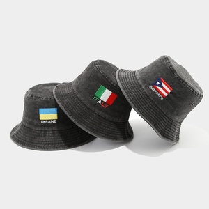 Nuevos Sombreros de Pescador Lavables, Plegables, a Rayas, 100% Algodón, para Hombre y Mujer, con Bordado de Banderas y Protección Solar - Product Image 3