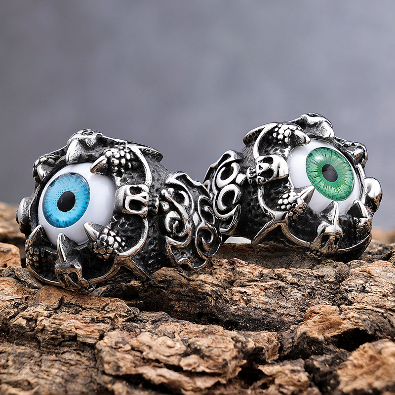 Halloween Punk Gothic Dragon Claw Devil Eye Ring