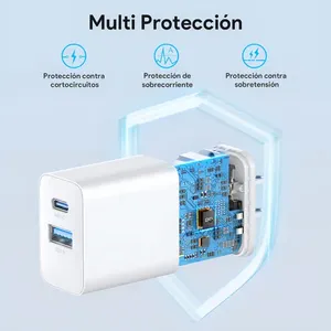Cargador Rápido USB/Tipo-C de Doble Puerto, Salida de 20W (GAR161B), Blanco, Carga en 1 Hora, Voltaje Universal, Protección Contra Cortocircuitos, Adaptador SCP PD, Regalo - Product Image 6