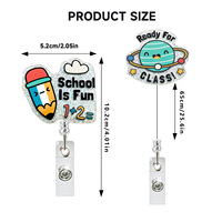 Nouveau retour à l'école planète arc-en-ciel fusée crayon acrylique enseignant étudiant rétractable badge bobine