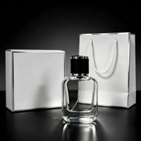 Flacon en verre carré 50ml 100ml en promotion, vaporisateur atomiseur plat, sérigraphie, emballage de luxe, parfum marque TS