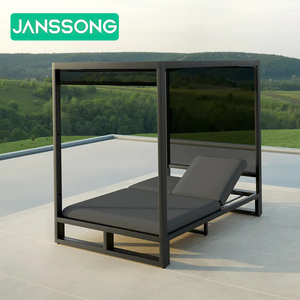 Venta al por mayor popular cama doble sombrilla con marco de aluminio <span class=keywords><strong>tumbonas</strong></span> para modernos salones de patio en el jardín - Product Image 1