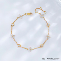 Bracelet trèfle à quatre feuilles en or 18 carats avec diamants de laboratoire DK pour mariages ou fêtes, accentué de diamants, simplicité et luxe