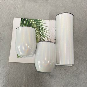 Verre à vin sans pied 12oz vierge pour sublimation, Mug de voyage à café arc-en-ciel, Tasse thermos à double paroi pour transfert thermique, Gobelet arc-en-ciel - Product Image 1
