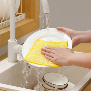 Bloc de lingettes de décontamination à motif ananas, tampon à récurer double face en viscose, chiffon à vaisselle en microfibre durable - Product Image 2