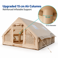 Tente de glamping gonflable de luxe 3x4x2.1m, robuste, avec colonnes d'air de 15cm, imperméable, en tissu Oxford 420D, pour resort en plein air, installation facile