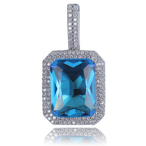 Colar de Elo Banhado a Ouro com Pingente de Pedra Natural Sólida Quadrada Estilo Hip Hop Transfronteiriço para Homens e Mulheres - Presente de Aniversário e Noivado - Product Image 5