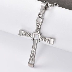 Colgante de cruz clásico de acero inoxidable con circonita de Dominic Toretto para mujeres y hombres, collar de Jesús con cristales, amuletos, regalos de joyería - Product Image 6