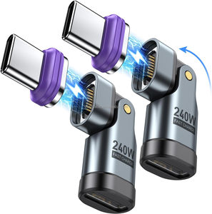 อะแดปเตอร์แม่เหล็ก 240W รุ่นใหม่ล่าสุด 16 พิน หมุนได้ 180 องศา หัวต่อ USB C ตัวผู้เป็นตัวเมีย สำหรับ iPhone, Samsung, <span class=keywords><strong>Huawei</strong></span> - Product Image 1