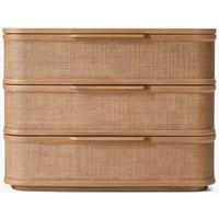 Table de chevet R/H de style campagnard américain à trois tiroirs en bois massif, antique, vintage, rétro, pour chambre à coucher, meuble de rangement