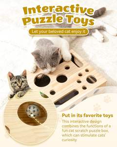 Houten kattenkrabpaal vijl krabplank krabdoos doolhof stressvrij alternatief voor knipmachines kattenkrabpuzzel verrijking doos - Product Image 4