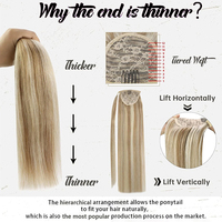 Extensión de Cola de Caballo de Cabello Humano 100% Natural Remy, Hecha a Máquina en Europa, Extensión de Cabello Humano Larga