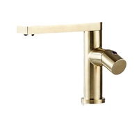 Robinet de lavabo monotrou en cuivre en forme de sept caractères, moderne et minimaliste, à poser sur le comptoir, avec cartouche céramique, eau chaude/froide