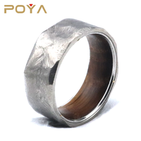 Eyzpoya — bague de mariage en fer et bois, 8mm, anneau en titane gravé