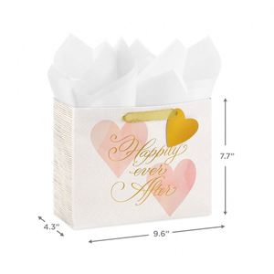 Exclusive Elegant Pink Wedding Welcome Bags Paperboard Recyclable Satin Ribbon Handles Custom Couple's Names Guest Favors - Product Image 2