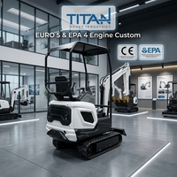 Excavator Mini Pembersih Lahan TITAN untuk Mesin 1 Ton CE EPA Hidrolik Crawler Bucket 0.025m Daya Gali Tinggi Garansi 1 Tahun