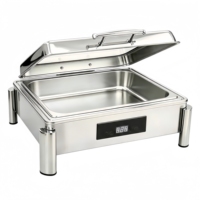 Chauffe-Plats Carré Libre-Service, Plats de Présentation en Acier Inoxydable pour la Restauration, Serveur de Buffet Professionnel pour Fêtes et Restaurants